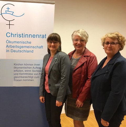 Vorstand des Christinnenrates (von links nach rechts: Mona Kuntze, Mechthild Burk, Claudia Montanus)